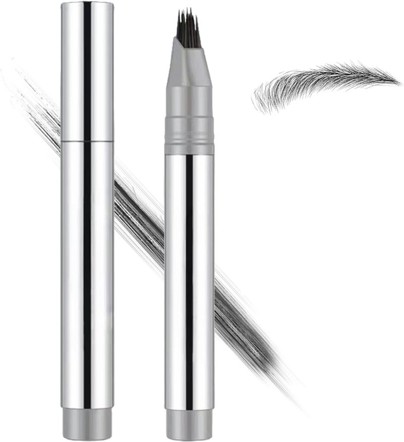 Waterproof Microblading Eyebrow Pencil with Angled Brush Sweatproof SmudgeProof QuickDry Liquid Brow Pen for Natural LongLasting Makeup Black