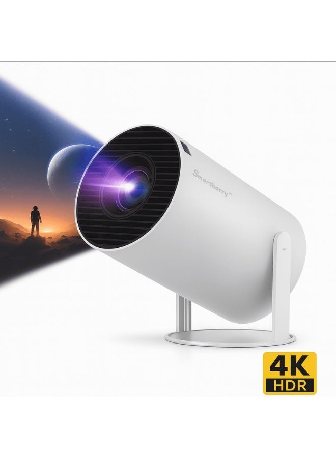 سمارت باري جهاز العرض المحمول Smartbarry HT88 4K Ultra HD متعدد الوسائط – جهاز عرض ذكي بنظام أندرويد مع واي فاي مزدوج النطاق، عدسة بصرية عالية الجودة، اتصالات HDMI وUSB، جهاز عرض منزلي مدمج للأفلام والألعاب والعروض التقديمية - Image 2