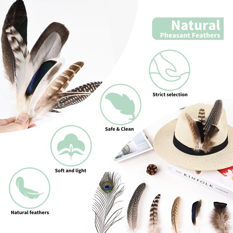 whitefeather Natural Feathers Bulk - 150PCS - 12 Styles Assorted Natural Feathers, Pheasant Feathers, Turkey Feathers for DIY Crafts, Wedding, Crafting Supplies - Image 5