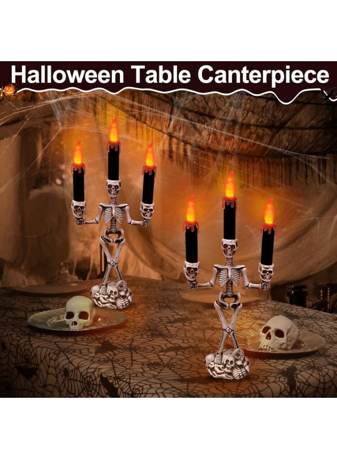 Candle Light Candle Candelabra Lamp with LED Flameless Battery for Party Home Gathering and Haunted House Decoration Halloween (Silver) - Image 5