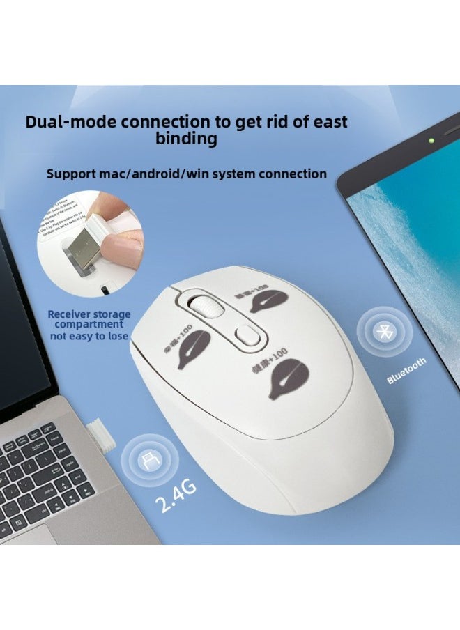 Generic - Fortune Fortune Luck +100 Wooden Fish Key Wireless Bluetooth Mouse Tablet Notebook Charging 2.4G Dual-mode Mouse-Specifications:Pink - Image 1