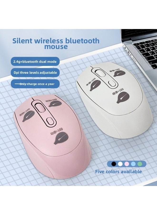 Generic - Fortune Fortune Luck +100 Wooden Fish Key Wireless Bluetooth Mouse Tablet Notebook Charging 2.4G Dual-mode Mouse-Specifications:Pink - Image 1