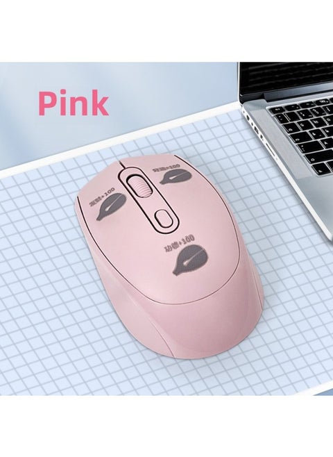 Fortune Fortune Luck +100 Wooden Fish Key Wireless Bluetooth Mouse Tablet Notebook Charging 2.4G Dual-mode Mouse-Specifications:Pink