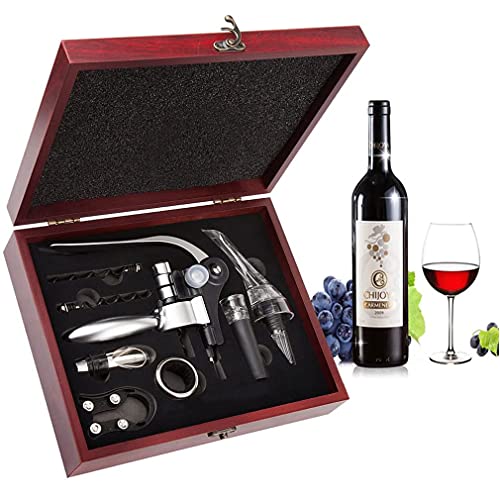 Smaier Wine Opener,Wine Bottle Opener, Wine Accessories Areator Wine Opener Kit, Red wine Corkscrew Set with Wood Case,Wine Gift with Luxury Packaging - Image 1