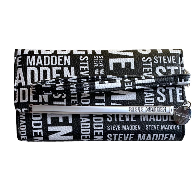 Steve Madden LOGOBAR TRIFOLD Wallet Wristlet (WHT/MULT) - Image 4