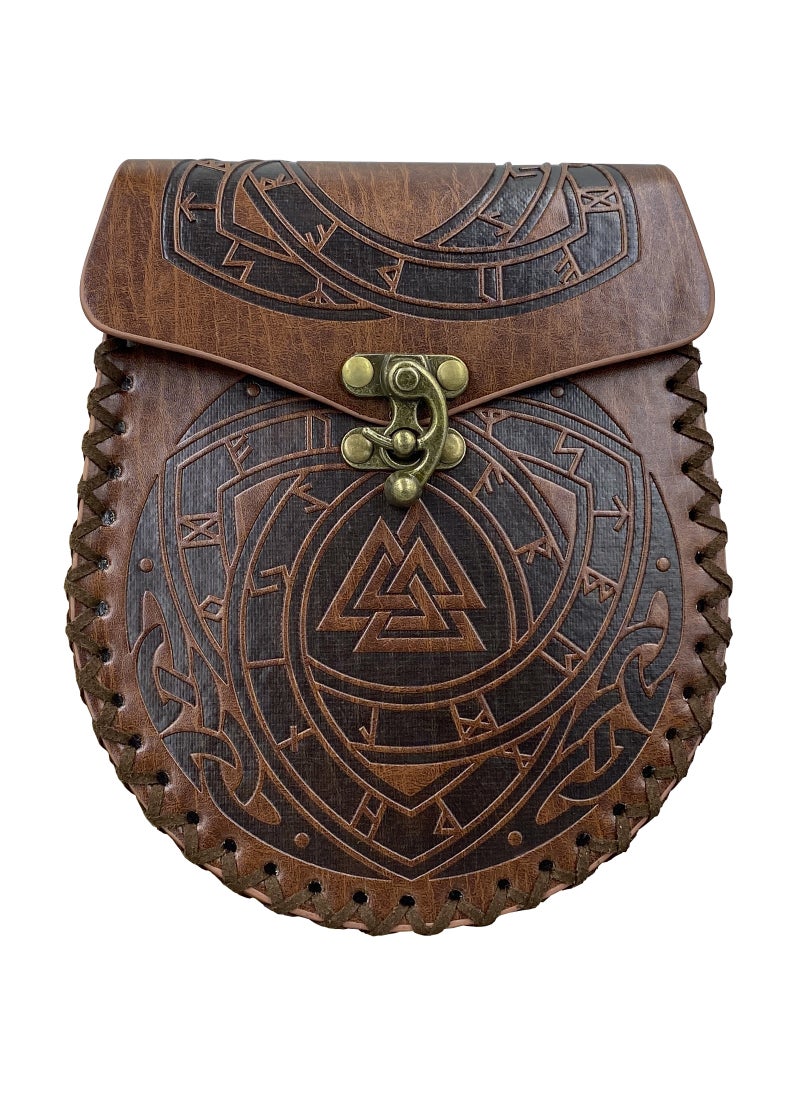 Generic Medieval Viking Style Coin Pouch Retro Belt Bag Brown triangle S00119 