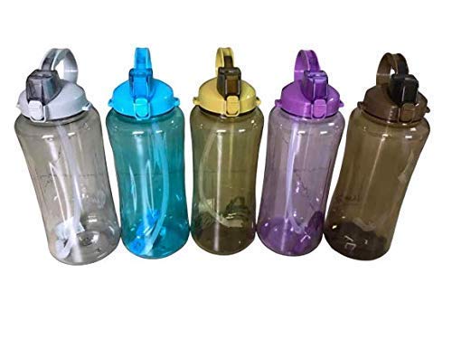 Bilvina 3 L Sports Water Bottles Portable Wide Mouth Big Plastic Bottle Leak Proof Space Cup BPA Free Travel Mugs with ScaleStrawStrap for Kids Pack of 1 - Image 1