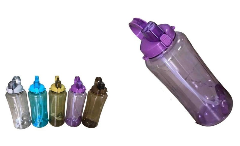 Bilvina 3 L Sports Water Bottles Portable Wide Mouth Big Plastic Bottle Leak Proof Space Cup BPA Free Travel Mugs with ScaleStrawStrap for Kids Pack of 1 - Image 2