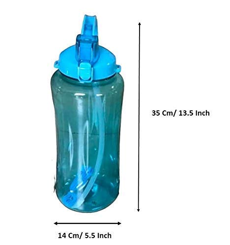 Bilvina 3 L Sports Water Bottles Portable Wide Mouth Big Plastic Bottle Leak Proof Space Cup BPA Free Travel Mugs with ScaleStrawStrap for Kids Pack of 1 - Image 3