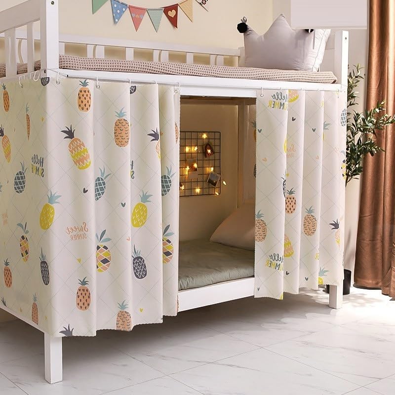 Teanea Cute Bottom Bunk Bed Curtains Sheer Privacy Cloth Underbed Curtains for Low Loft Bed Twin, 2 Panels, Pineapple - Image 4