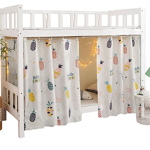 Teanea Cute Bottom Bunk Bed Curtains Sheer Privacy Cloth Underbed Curtains for Low Loft Bed Twin, 2 Panels, Pineapple - Image 1