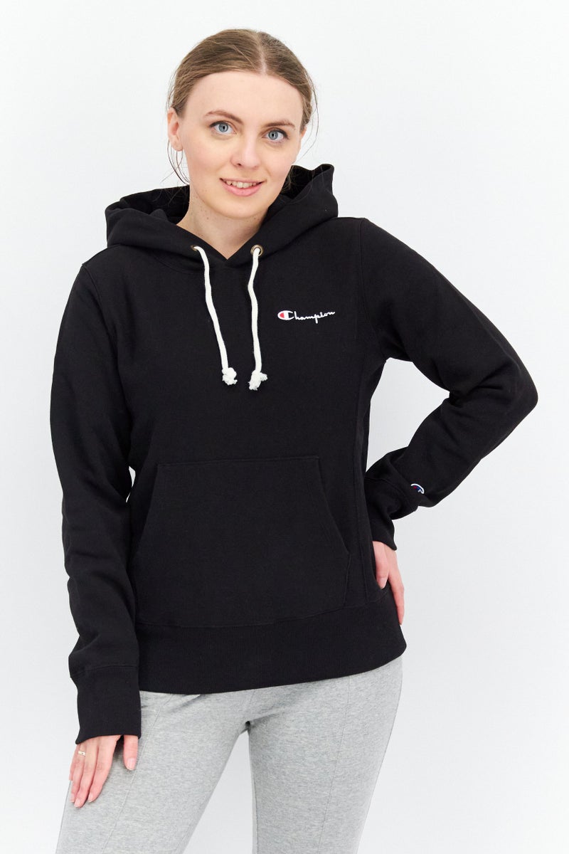Champion Women Sportswear Fit Brand Logo Training Hoodies, Black  - Image 1
