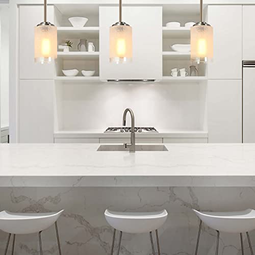 Voguad White Linen Frosted Glass Cylinder Lamp Shade with 1 5/8 Inch Fitter, Light Fixture Replacement Globe or Cover for Mini Pendant Light,Wall Sconce,Chandelier, 3 Pack - Image 4