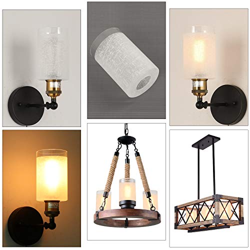 Voguad White Linen Frosted Glass Cylinder Lamp Shade with 1 5/8 Inch Fitter, Light Fixture Replacement Globe or Cover for Mini Pendant Light,Wall Sconce,Chandelier, 3 Pack - Image 2