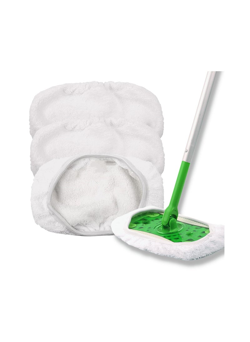 3 Pack Washable Sweeper Pads, Reusable Cotton Mop Refills Eco-Friendly Mop Pad Replacement Durable Dust Mop Covers Multipurpose Floor Cleaning Pads Cotton Mop Refills for Swiffer - Image 1