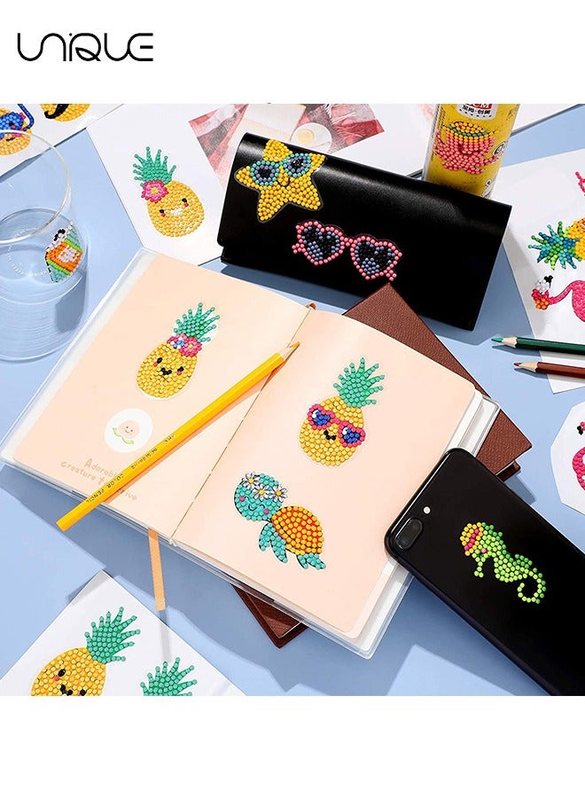 Unique 19 Pieces 5D DIY Diamond Painting Kits, Cartoon Theme Stick Paint Stickers Kits DIY Handmade Craft for Kids Adult Beginners Paint Pineapple Flamingo Man Animal in Summer - Image 3