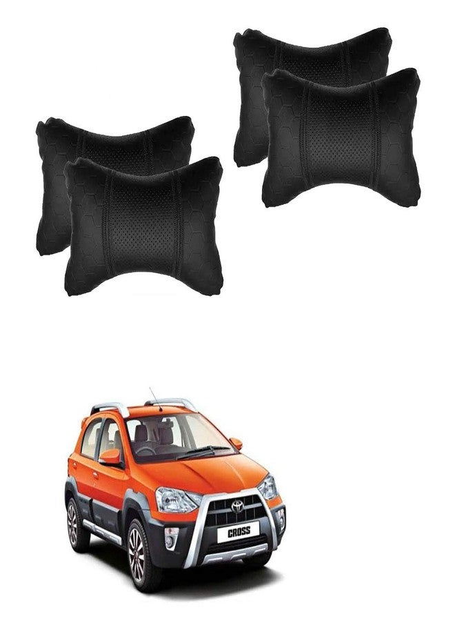 Adroitz Black Neck Rest Soft Cushion in Leatherette Material Football Design for Car (Pair of 2)_69 - Image 1