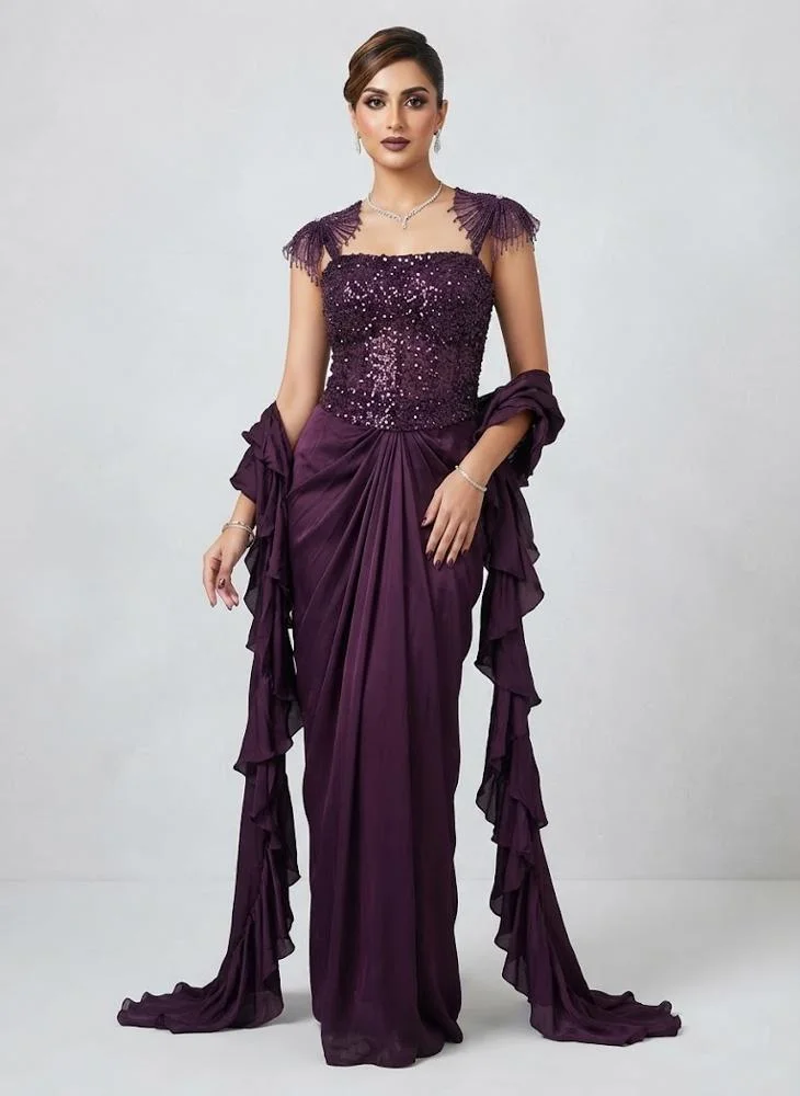 Viny VINY Purple Square Neck Embellished Skirt Set – Women's Indian Ethnic Wear