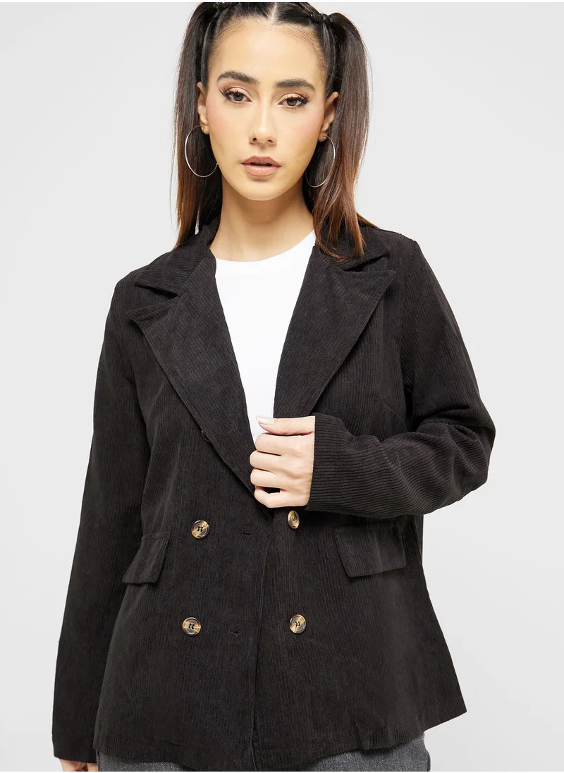 Ginger Retro Lapel Corduroy Blazer