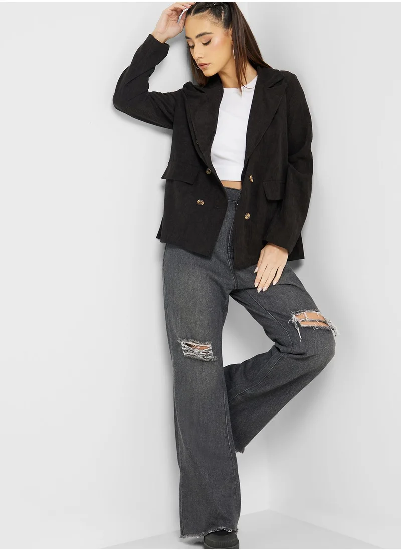 Ginger Retro Lapel Corduroy Blazer