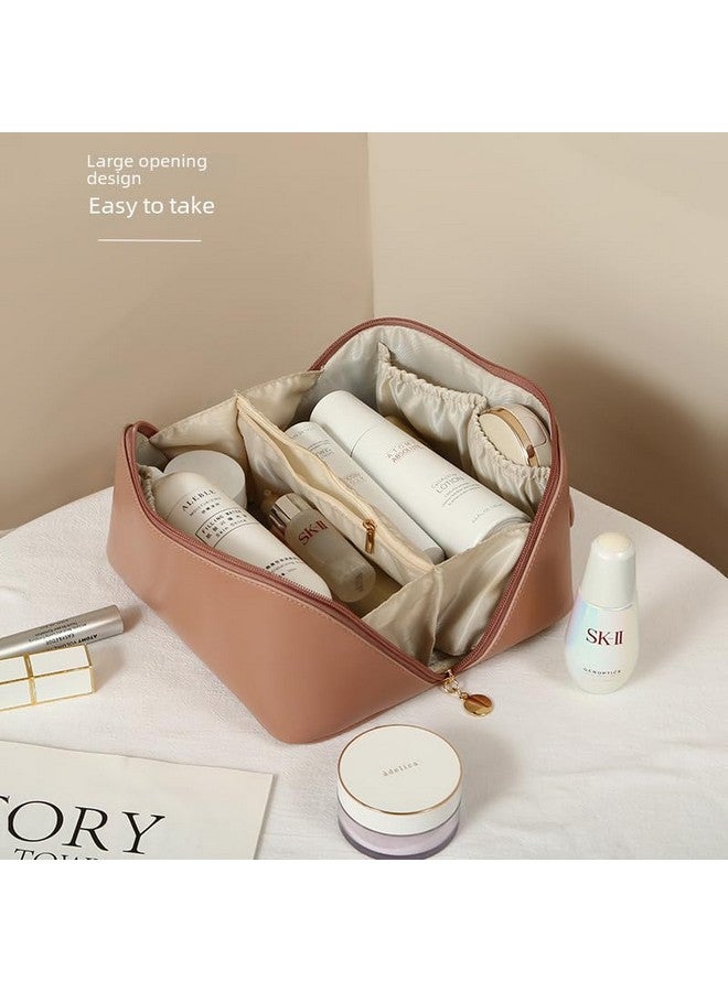 KARTUNBOX Luxury Toiletry Bag for Women, Organizer Travel Cosmetic Case with Zipper Closure and Handle, Brown - Image 5