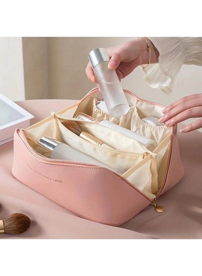 KARTUNBOX Luxury Toiletry Bag for Women, Organizer Travel Cosmetic Case with Zipper Closure and Handle, Brown - Image 4