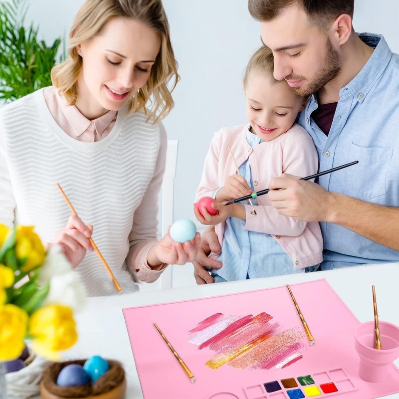 Veemok Large Silicone Craft Painting Mat with Cleaning Cup Multipurpose NonStick Art Mat for Resin Clay PlayDoh and DIY Creations 43x38cm - Image 3