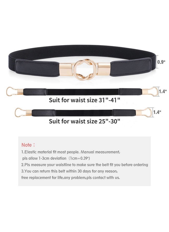 LEACOOLKEY - Fashion Skinny Dress Belt For Women For Jeanselastic Thin Waist Belt For Dressgold Buckle Retro Stretch Ladies Thin Waist Belt - Image 1