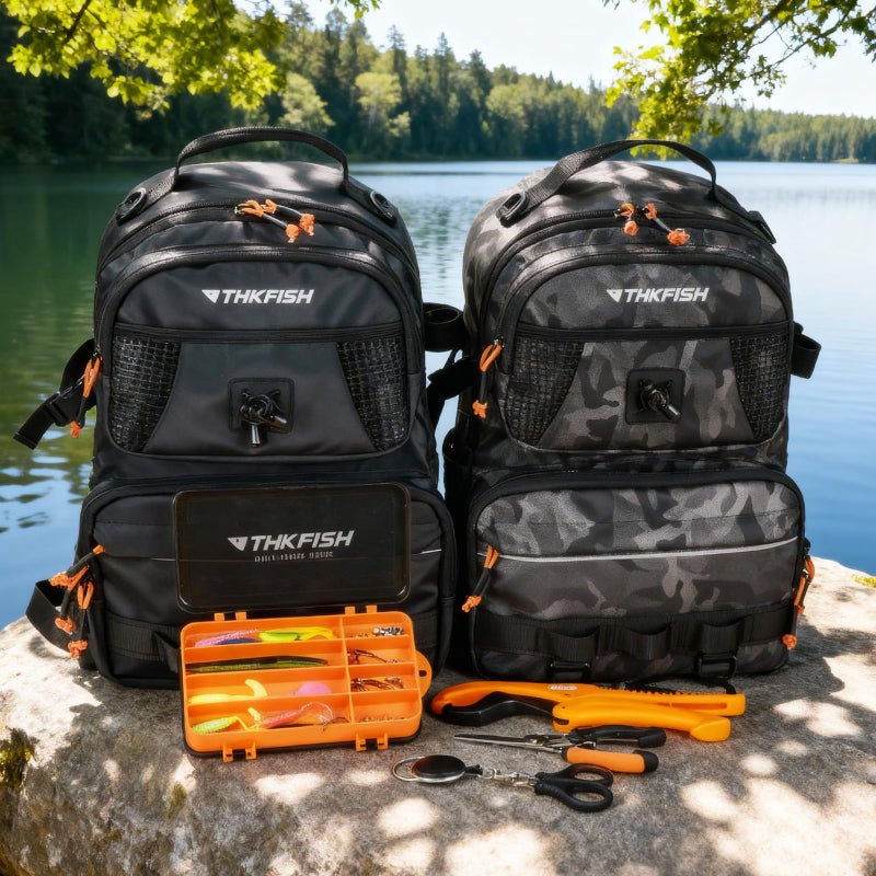 THKFISH Fishing Backpack with Tackle Boxes, 20L Waterproof Tackle Sling Bag with Lures Kit, Fish Lip Gripper, Pliers, Scissors, Fishing Gifts for Men Women - Image 2
