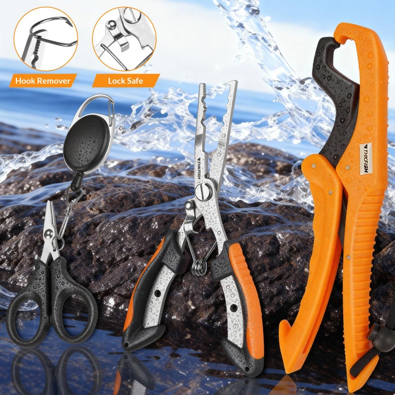 THKFISH Fishing Backpack with Tackle Boxes, 20L Waterproof Tackle Sling Bag with Lures Kit, Fish Lip Gripper, Pliers, Scissors, Fishing Gifts for Men Women - Image 3