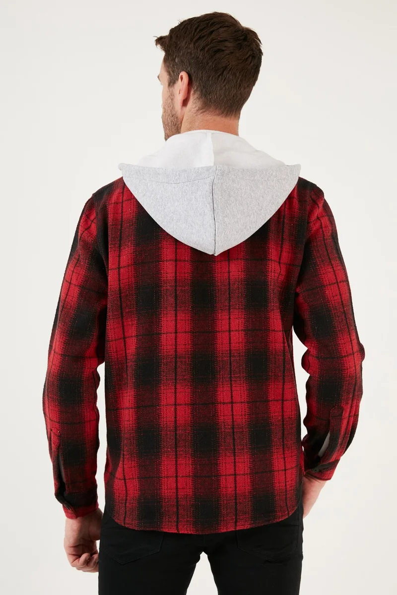 Buratti Plaid Double Pocket Hooded Lumberjack Shirt Men's Shirt CF22W2650