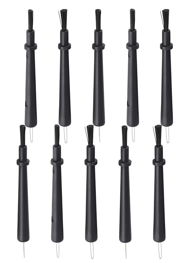 panthra 10 Pieces Hearing Aid Cleaning Brush, Small and Portable, with Wax Loop for Hearing Aid Maintenance and Clean (Black) - Image 1
