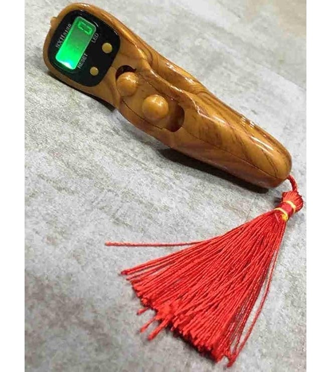 TheMujtaba Digital Tasbeeh Hand Tally Counter Finger Ring Digital Counting Machine Counter Tasbeeh & Jaap mala for Counting Purpose with LED (Pack of 1) (Wood Brown) - Image 1