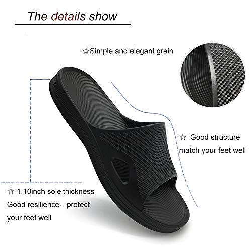 FUNKYMONKEY Bathroom Shower Sandal Mens Womens Indoor Home Beach Non Slip Slippers (10 M US, Dark Black) - Image 4