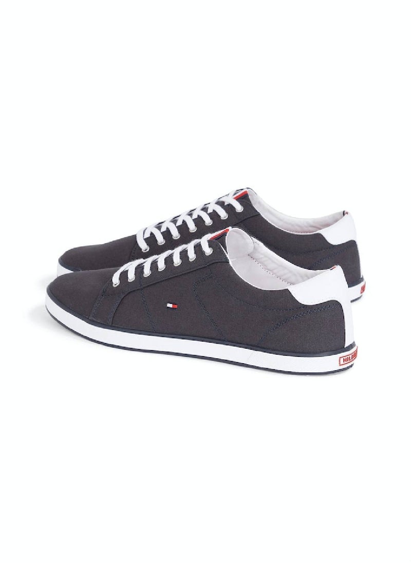 TOMMY HILFIGER - Men's Canvas Lace Up Trainers Sneakers, Navy - Image 1