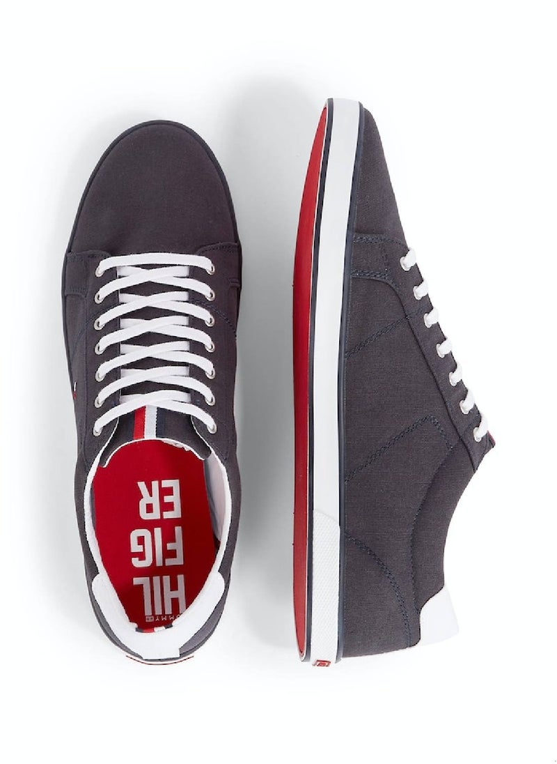 TOMMY HILFIGER - Men's Canvas Lace Up Trainers Sneakers, Navy - Image 1