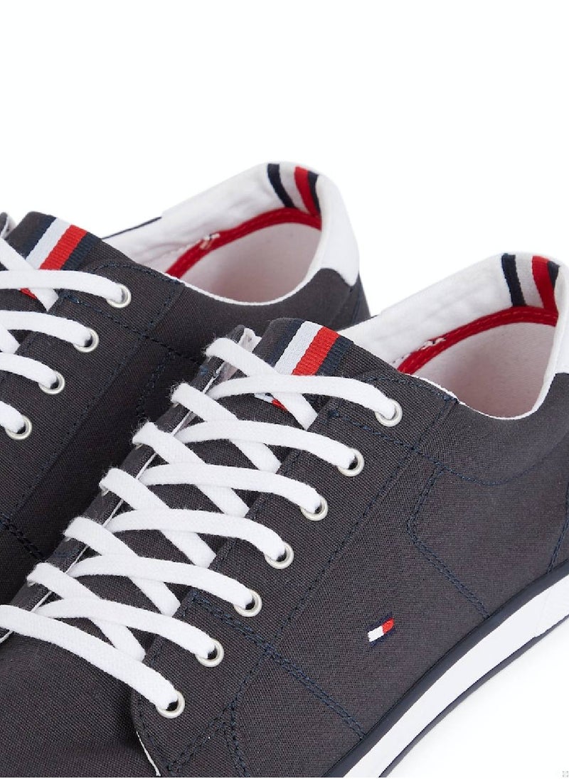 TOMMY HILFIGER - Men's Canvas Lace Up Trainers Sneakers, Navy - Image 1