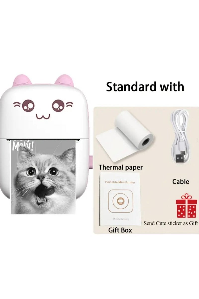Portable Thermal Mini Printer, Wireless, Cartoon Design, USB Rechargeable, Compatible with iOS and Android - Image 1