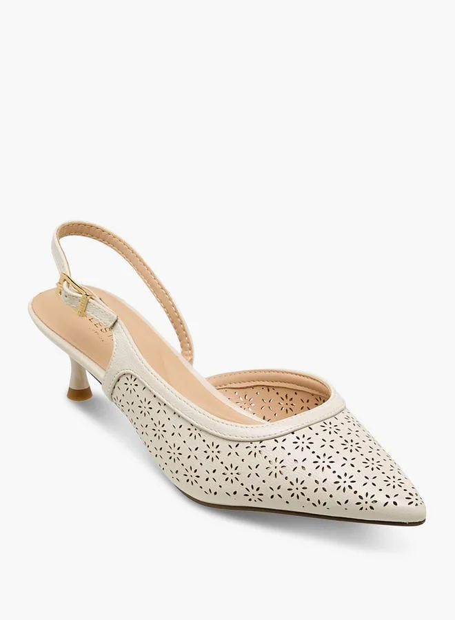 سيليست Women Laser Cut Kitten Heel Mules
