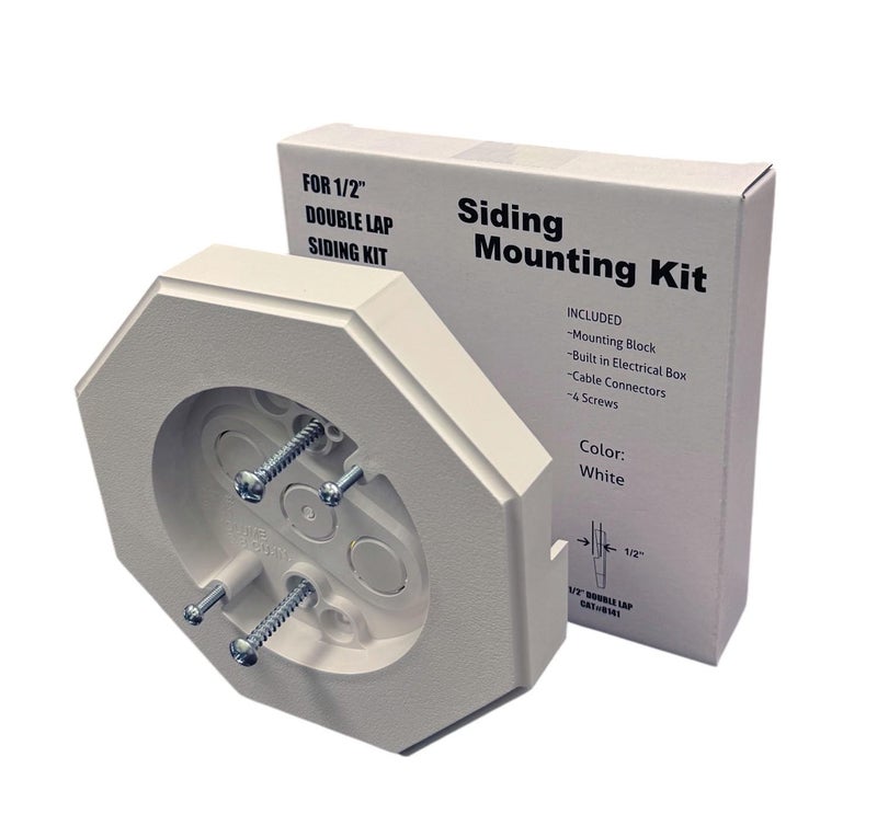 Imbaprice Imba-8141-1 White Pvc Vertical Siding Lamp Octagon Mounting Kit With Built-In Electrical Box For 1/2 Inch (0.5"") Outdoor Vertical Siding Lap 1-Pack - Image 2