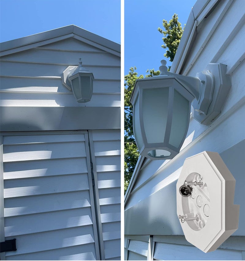 Imbaprice Imba-8141-1 White Pvc Vertical Siding Lamp Octagon Mounting Kit With Built-In Electrical Box For 1/2 Inch (0.5"") Outdoor Vertical Siding Lap 1-Pack - Image 4