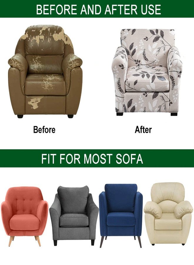 CRFATOP 2 Piece Floral Soft Chair Covers for Dogs Stretch Armchair Cover Slipcovers for 1 Seater Chair Slip Cover Washable Sofa Furniture Covers with 1 Individual Cushion Covers,(Small,04) - Image 5