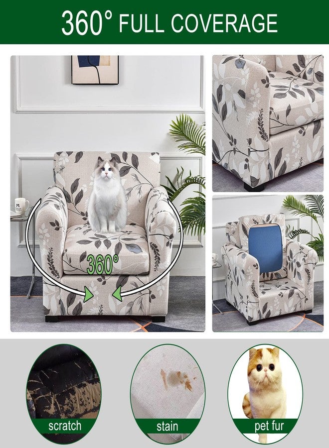 CRFATOP 2 Piece Floral Soft Chair Covers for Dogs Stretch Armchair Cover Slipcovers for 1 Seater Chair Slip Cover Washable Sofa Furniture Covers with 1 Individual Cushion Covers,(Small,04) - Image 3