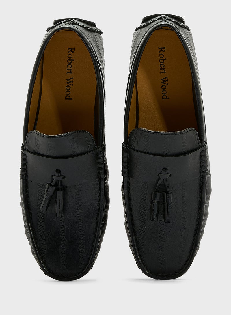 Robert Wood Tassel Detail Textuted Casual Loafers  - Image 4