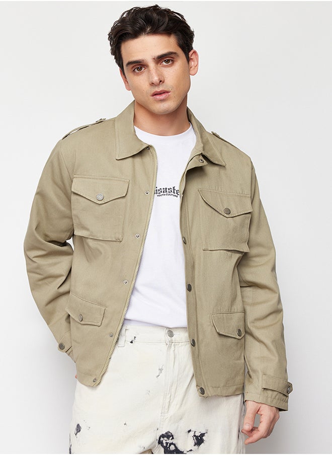 trendyol - Khaki Regular Fit Gabardine Jacket TMNSS24CE00007 - Image 1
