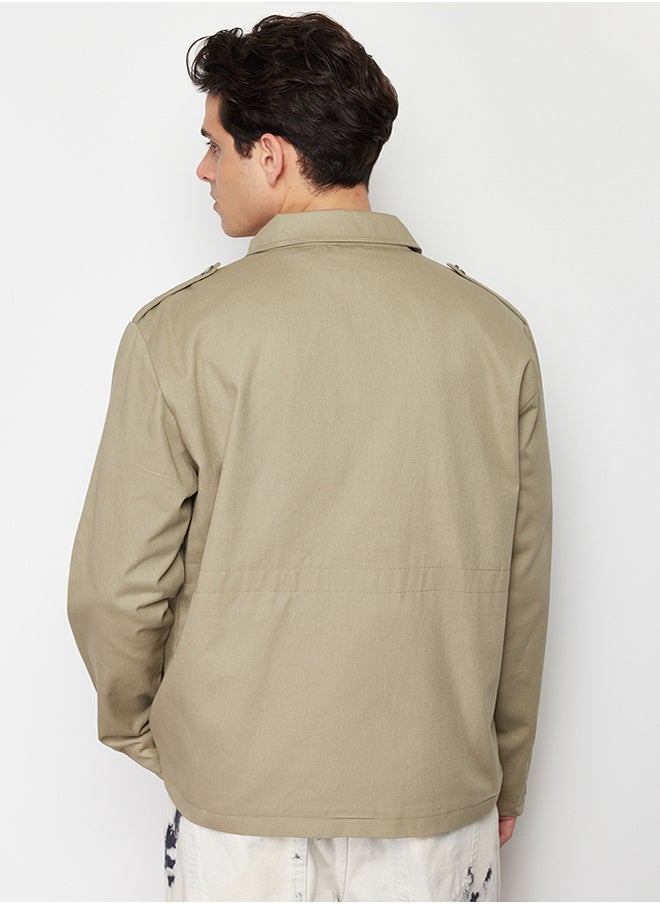 trendyol - Khaki Regular Fit Gabardine Jacket TMNSS24CE00007 - Image 1