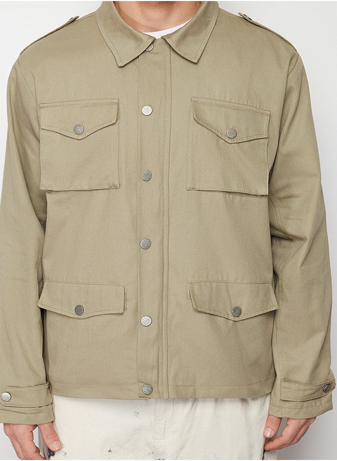 trendyol - Khaki Regular Fit Gabardine Jacket TMNSS24CE00007 - Image 1