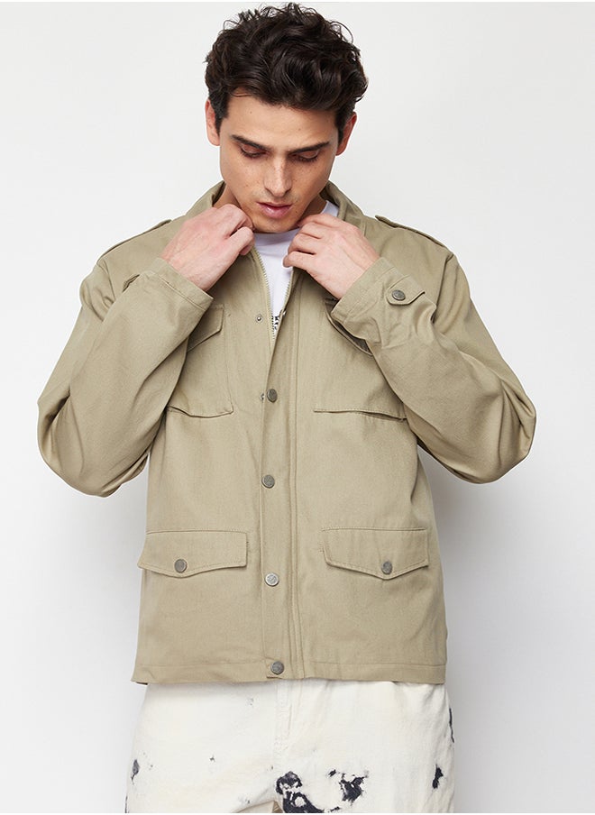 trendyol - Khaki Regular Fit Gabardine Jacket TMNSS24CE00007 - Image 1