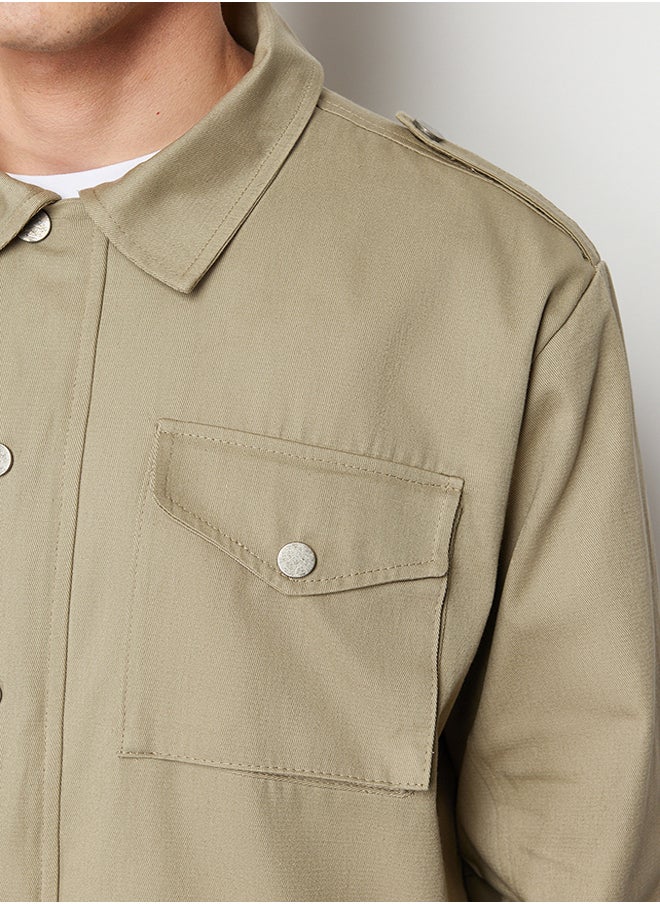 trendyol - Khaki Regular Fit Gabardine Jacket TMNSS24CE00007 - Image 1