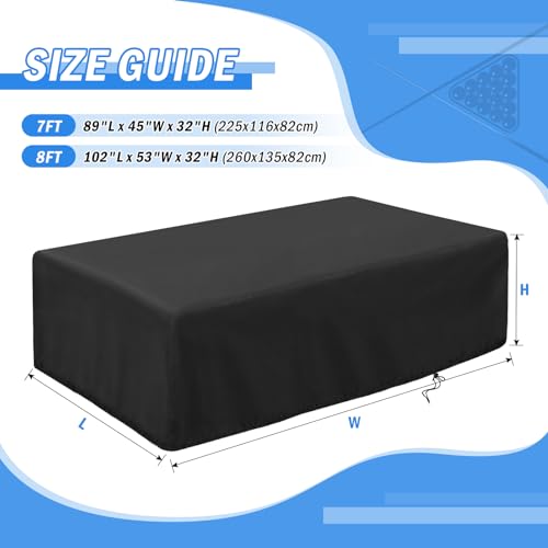 POMER Pool Table Cover - 89 inch Waterproof Table Cover for 7 Foot Snooker Billiard Tables Dustproof 7/8/9 FT Billiard Table Cover - 89x45x32 inch - Image 5